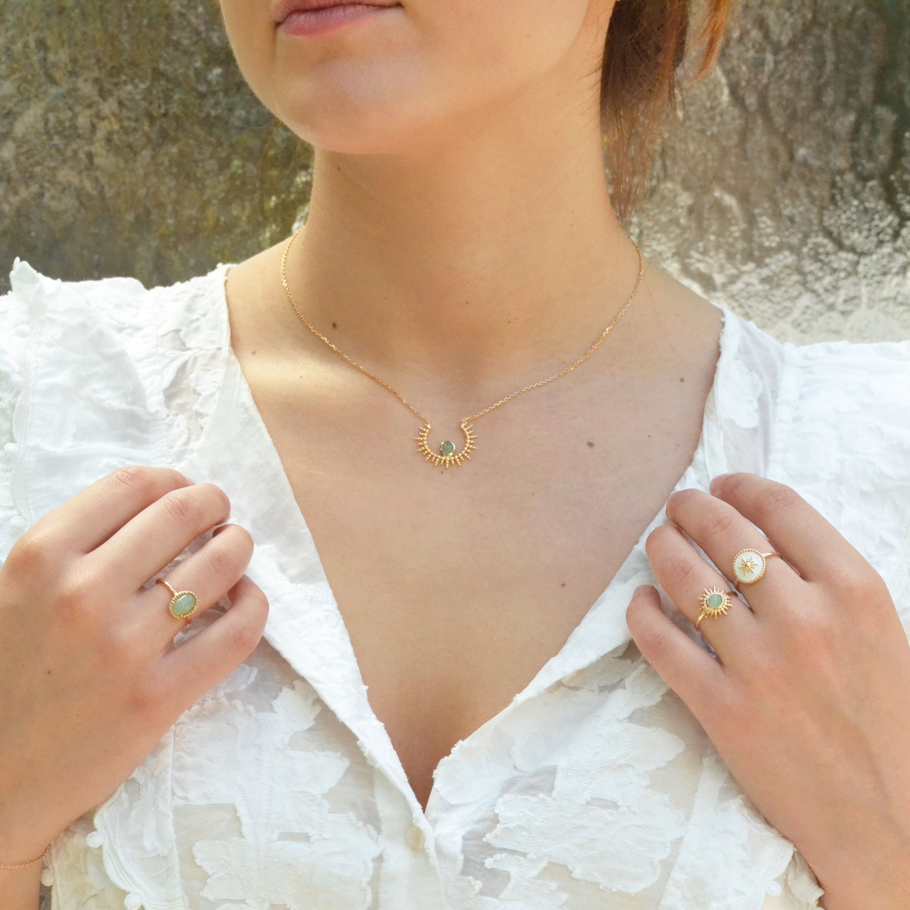 Bague COMÈTE - plaqué or & aventurine