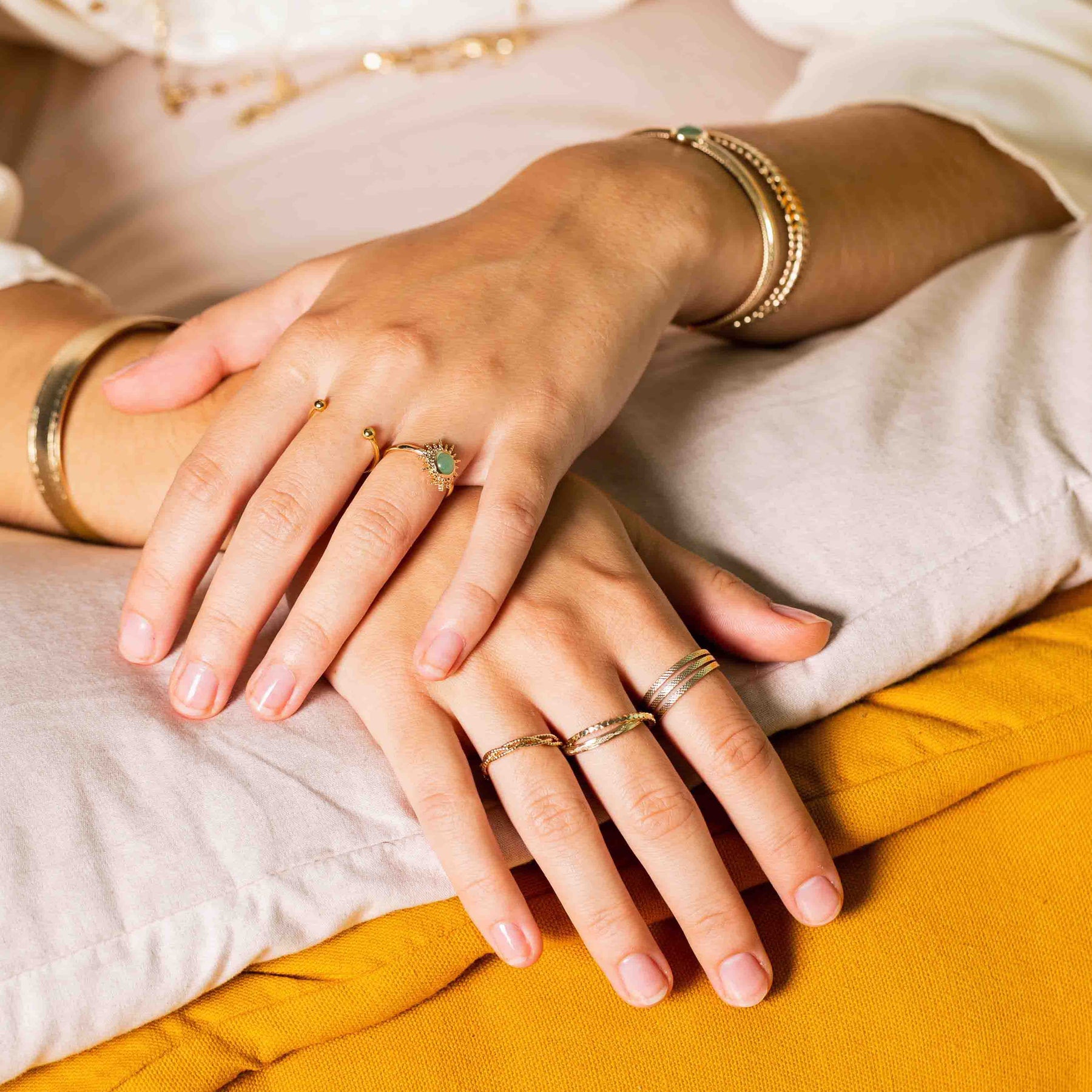 Bague SOLEIL COMÈTE - plaqué or & aventurine - Bijoux fantaisie femme | Votre boutique en ligne de bijoux fantaisie - yukablanc