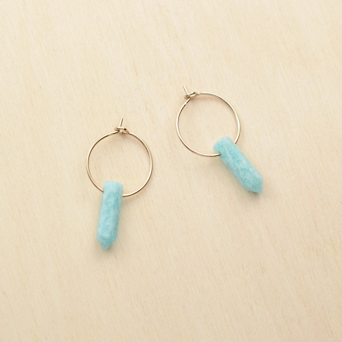 Boucles d'oreilles GEMME - plaqué à l'or fin 24 carats & amazonite - Bijoux fantaisie femme | Votre boutique en ligne de bijoux fantaisie - yukablanc
