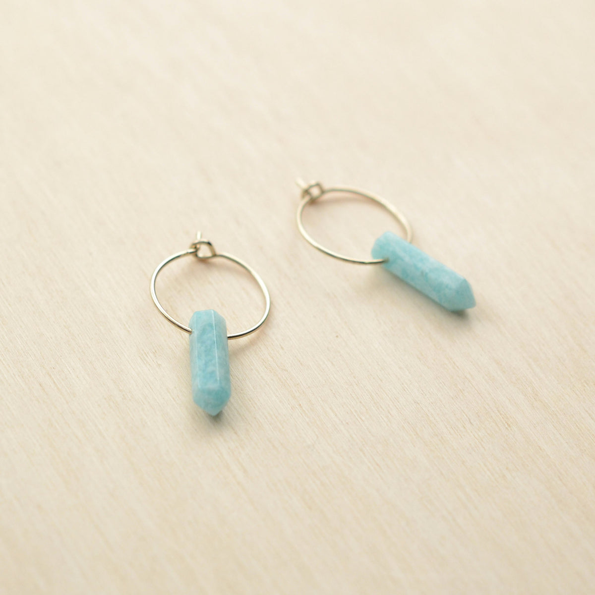 Boucles d'oreilles GEMME - plaqué à l'or fin 24 carats & amazonite - Bijoux fantaisie femme | Votre boutique en ligne de bijoux fantaisie - yukablanc