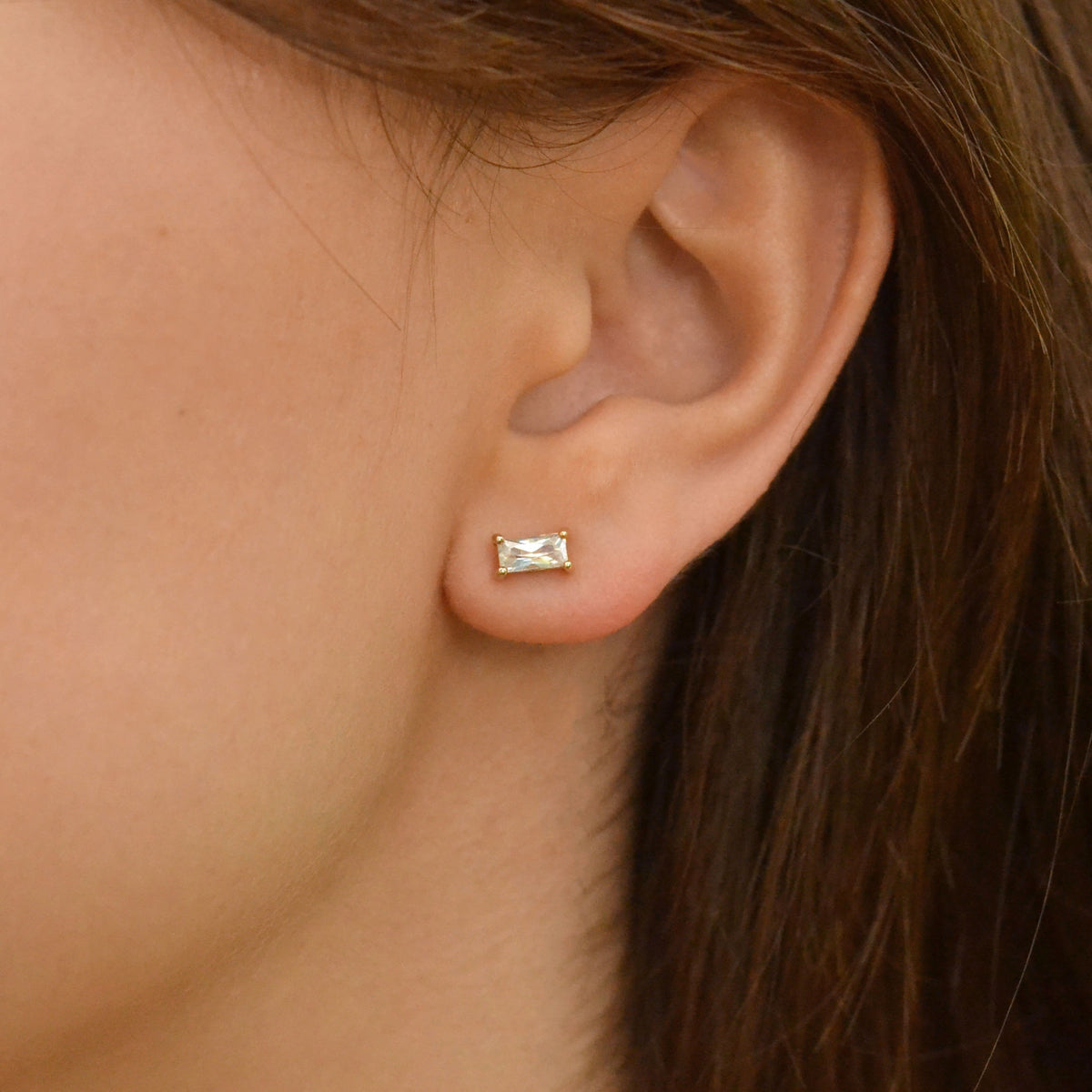 Boucles d'oreille STELLA puces - plaqué or & zirconium