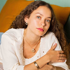Collier PHÈDRE - plaqué or & pierre de lune - Bijoux fantaisie femme | Votre boutique en ligne de bijoux fantaisie - yukablanc
