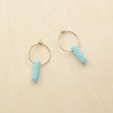Boucles d'oreilles GEMME - plaqué à l'or fin 24 carats & amazonite - Bijoux fantaisie femme | Votre boutique en ligne de bijoux fantaisie - yukablanc